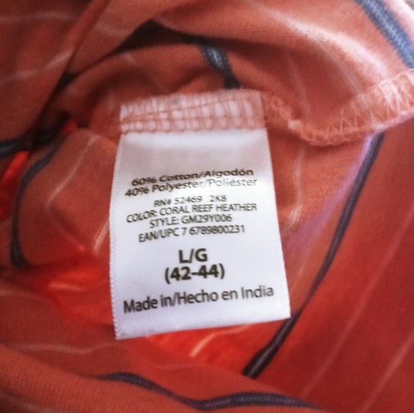 George Coral White and Blue Short Sleeve Mens Polo Style 3 Button Front Shirt - Picture 3 of 8